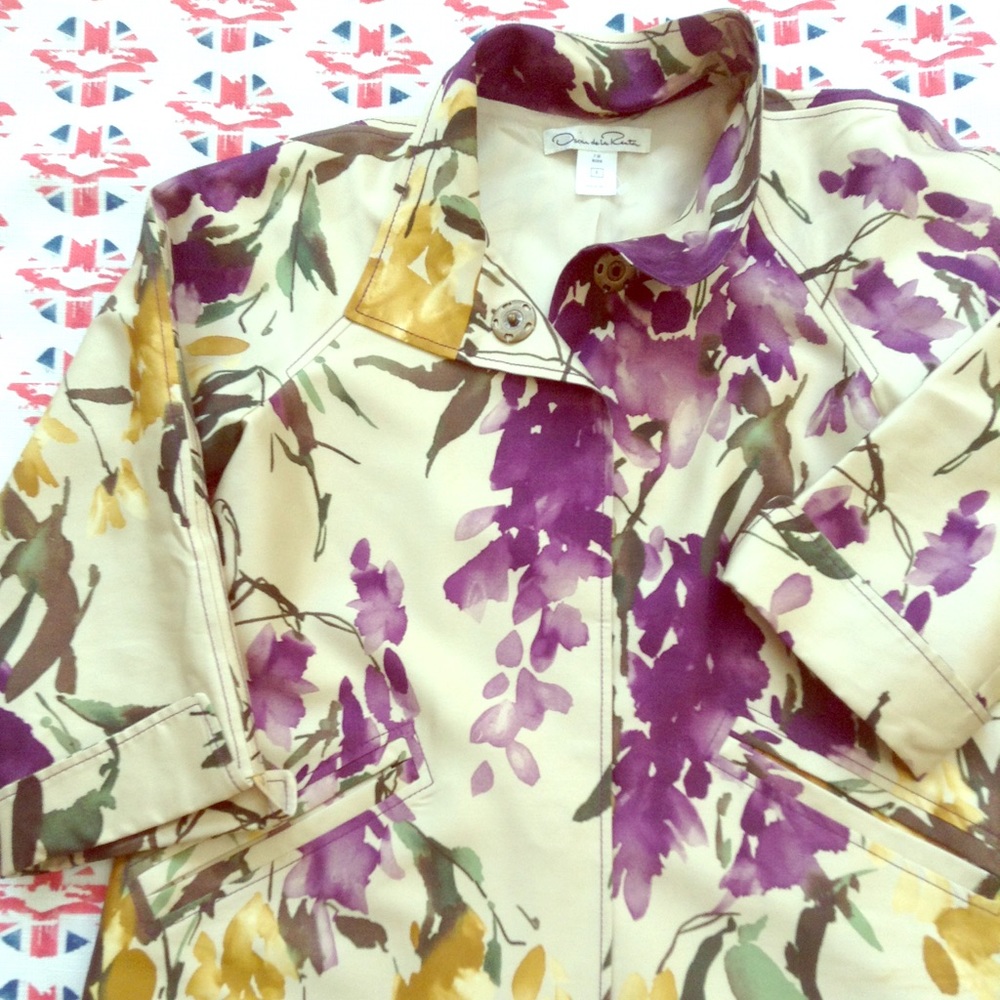 Oscar de La Renta Silk Watercolor Floral Jacket